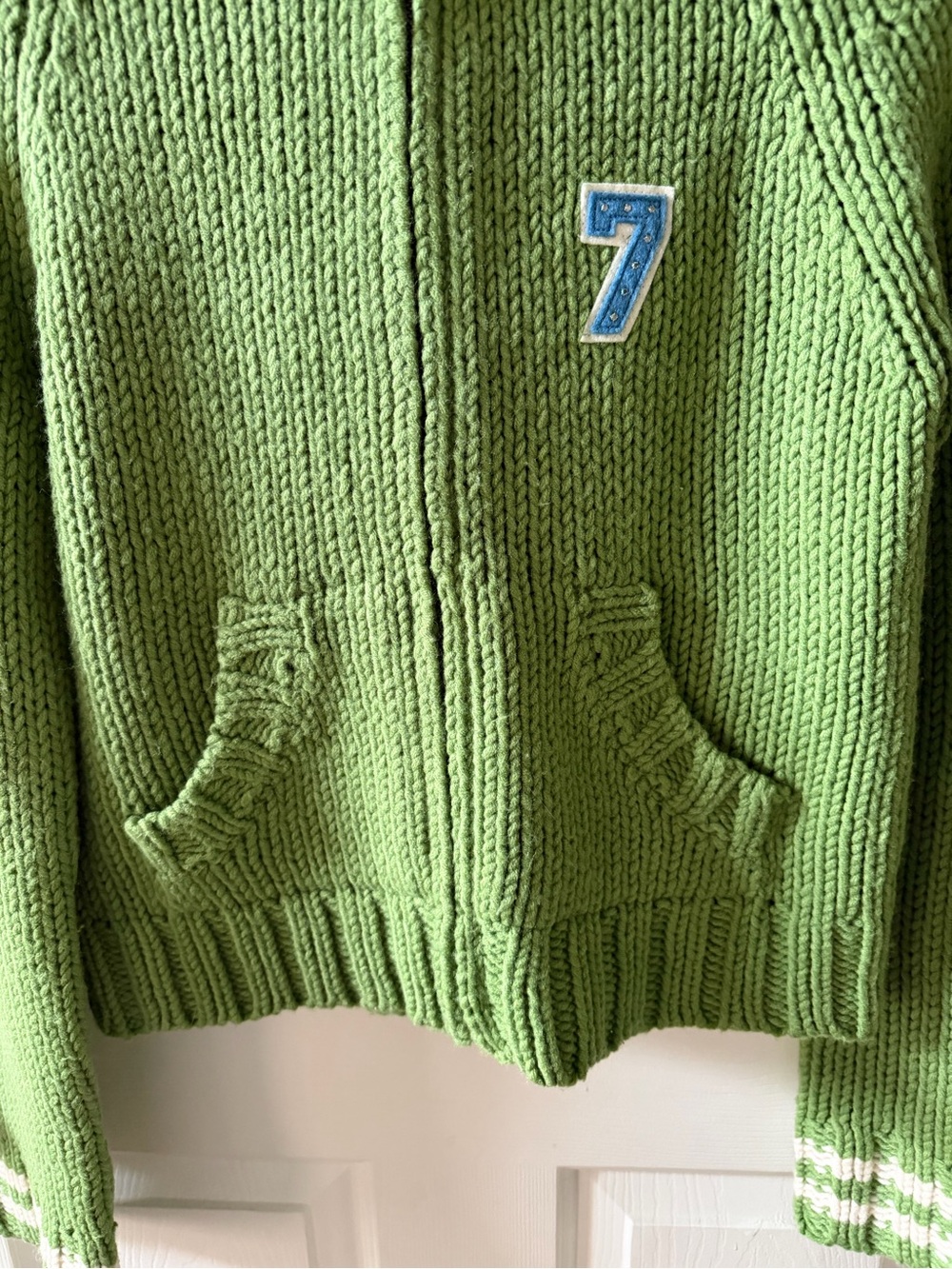 Abercrombie & Fitch Lime Green Chunky Knit Zip Cardigan - Picture 4 of 13